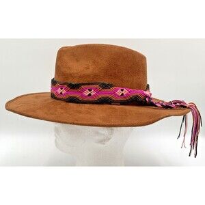 Talla Suede Fedora Western Amelia Cowboy Hat Made In Mexico Brown Size Medium
